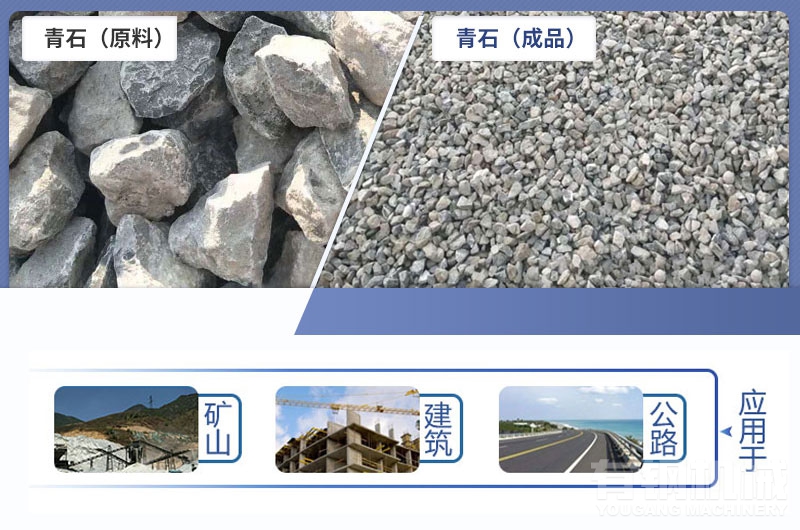 青石磕石機(jī)用重錘破，一次成型效率高